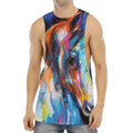 Colorful Horse Painting Print Men's Muscle Tank Top