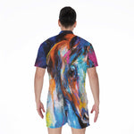 Colorful Horse Painting Print Men's Rompers
