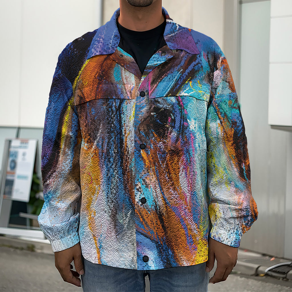Colorful Horse Painting Print Men's Shirt Jacket