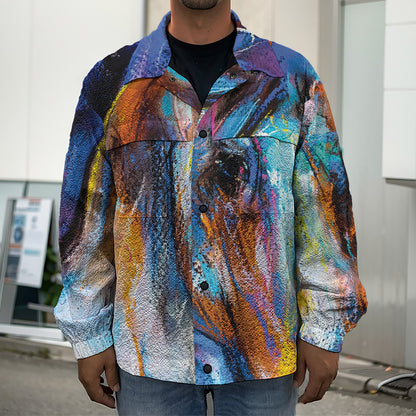 Colorful Horse Painting Print Men's Shirt Jacket