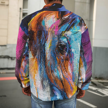 Colorful Horse Painting Print Men's Shirt Jacket