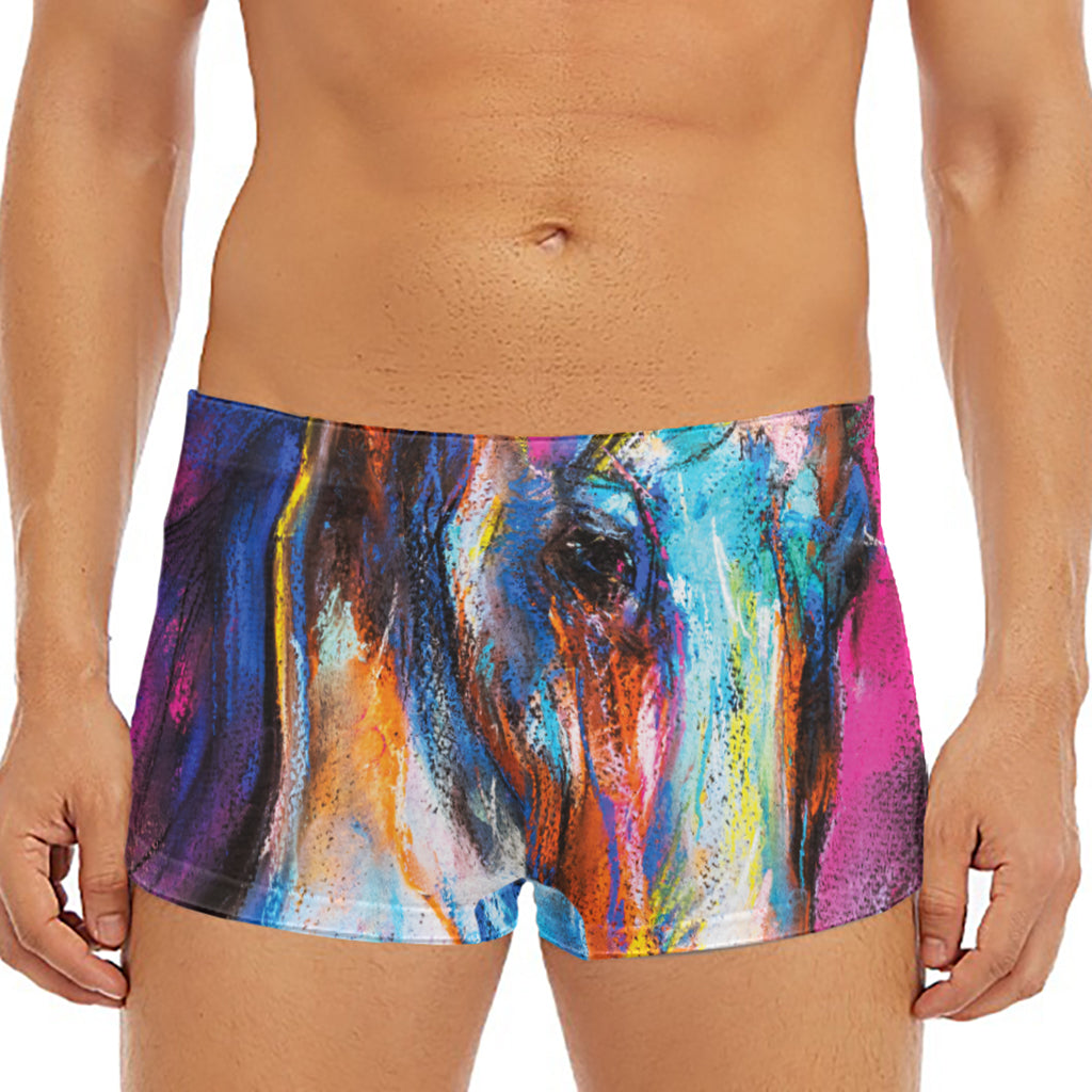 Colorful Horse Painting Print Men's Short Boxer Briefs