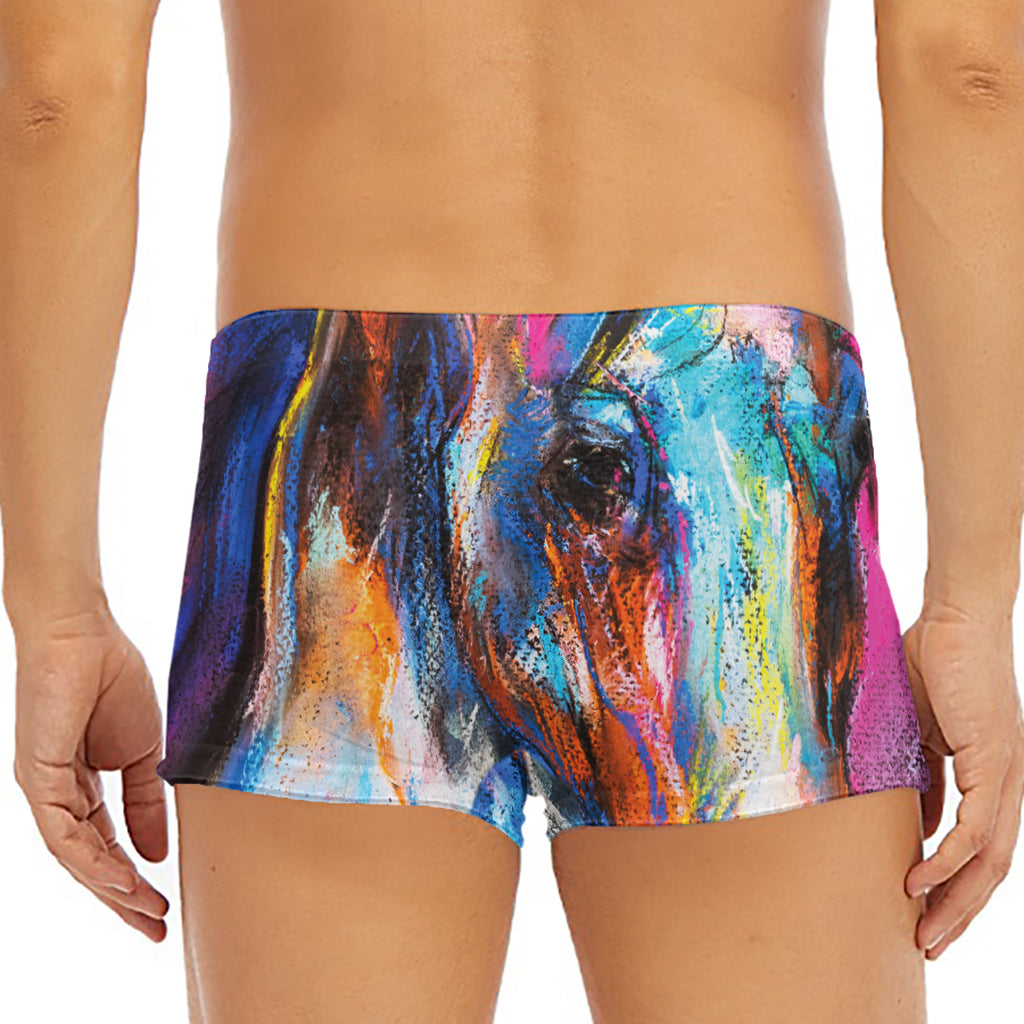 Colorful Horse Painting Print Men's Short Boxer Briefs