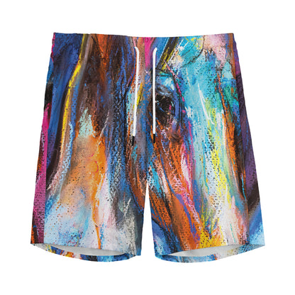 Colorful Horse Painting Print Men's Sports Shorts