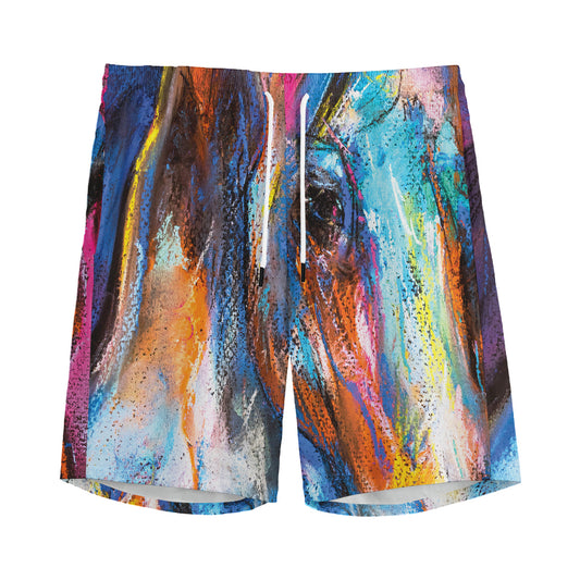 Colorful Horse Painting Print Men's Sports Shorts
