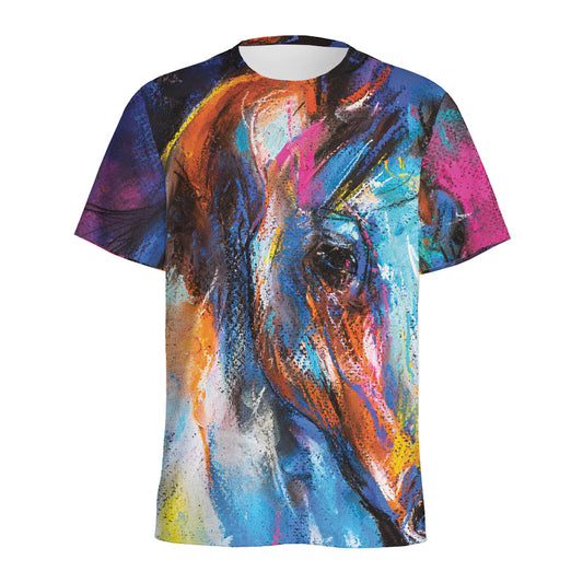 Colorful Horse Painting Print Men's Sports T-Shirt