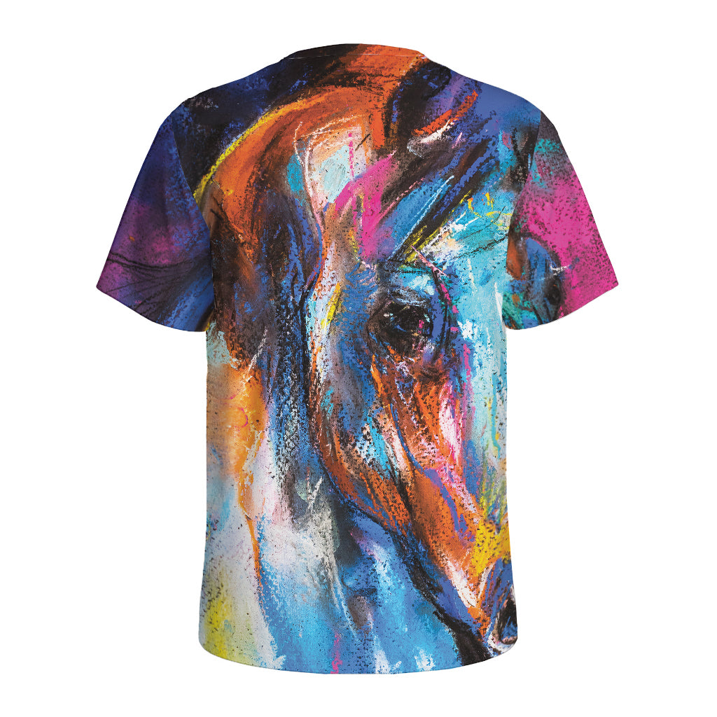 Colorful Horse Painting Print Men's Sports T-Shirt