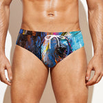 Colorful Horse Painting Print Men's Swim Briefs