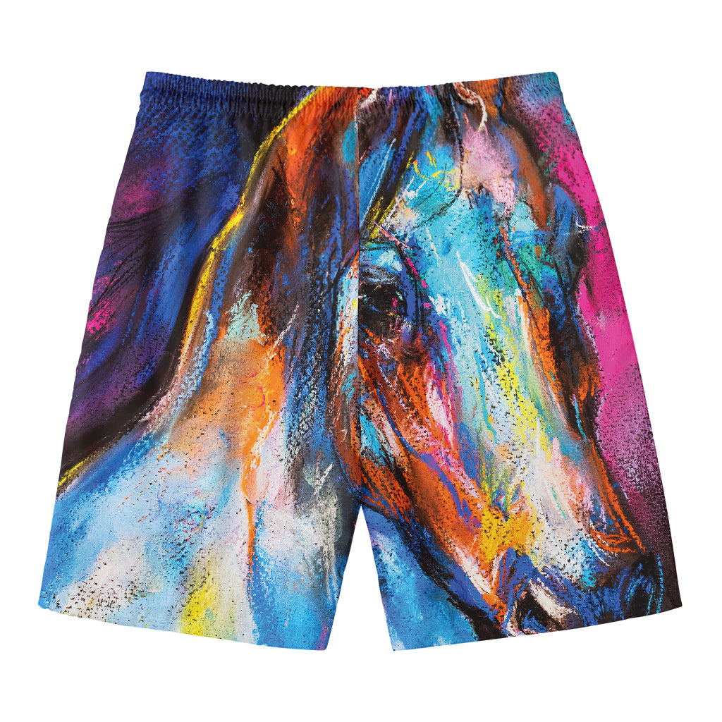 Colorful Horse Painting Print Men's Swim Trunks