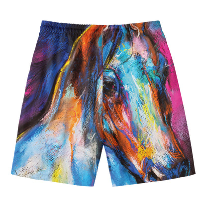 Colorful Horse Painting Print Men's Swim Trunks