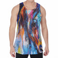 Colorful Horse Painting Print Men's Velvet Tank Top
