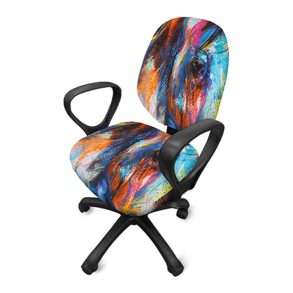 Colorful Horse Painting Print Office Chair Cover