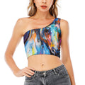 Colorful Horse Painting Print One Shoulder Crop Top