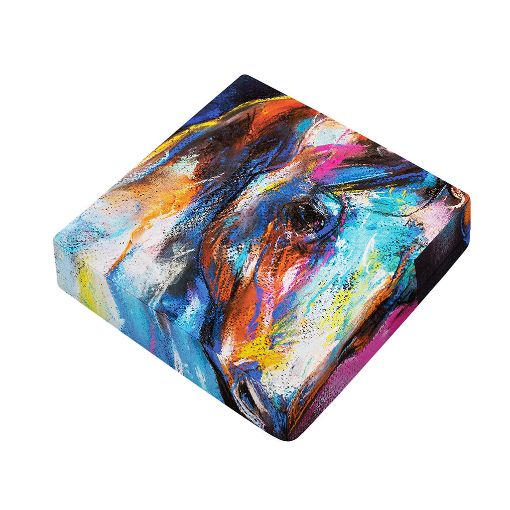 Colorful Horse Painting Print Outdoor Seat Cushion Cover