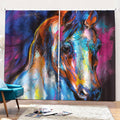 Colorful Horse Painting Print Pencil Pleat Curtains