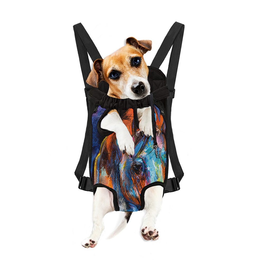 Colorful Horse Painting Print Pet Carrier Backpack
