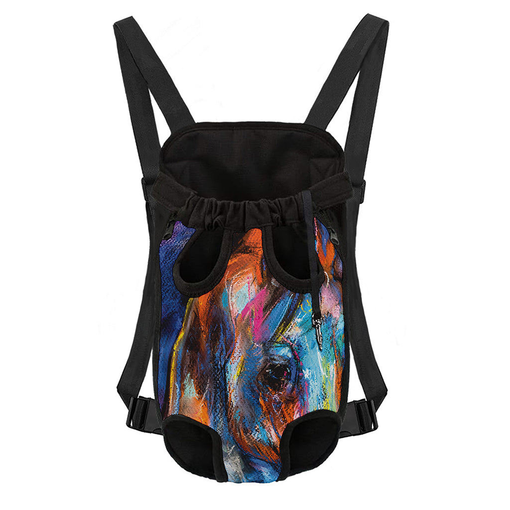 Colorful Horse Painting Print Pet Carrier Backpack