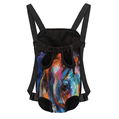 Colorful Horse Painting Print Pet Carrier Backpack