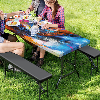 Colorful Horse Painting Print Picnic Table Cover