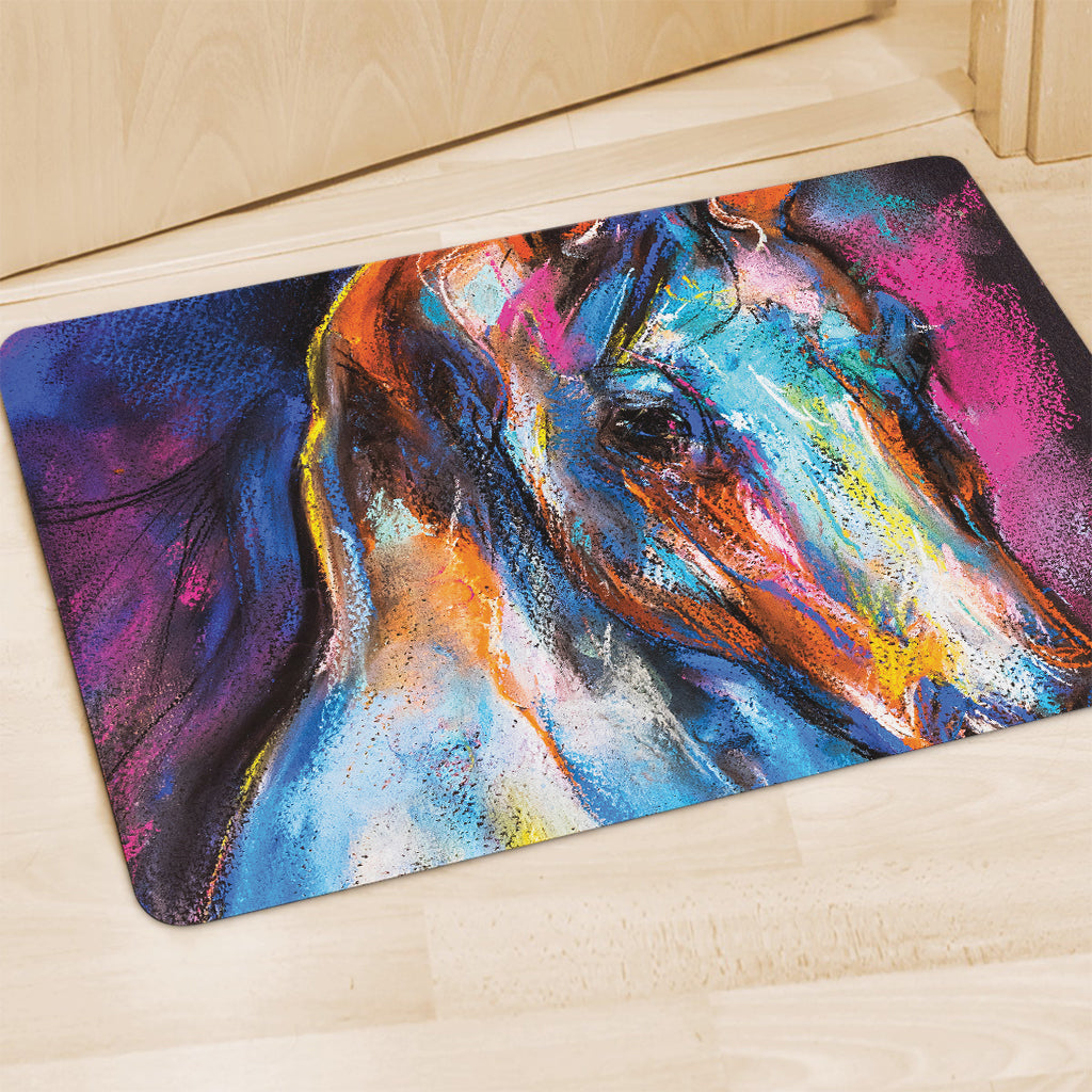 Colorful Horse Painting Print Polyester Doormat