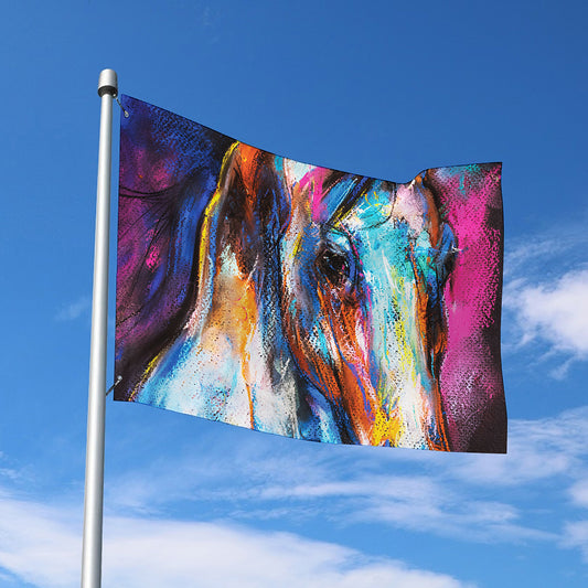 Colorful Horse Painting Print Polyester Flag