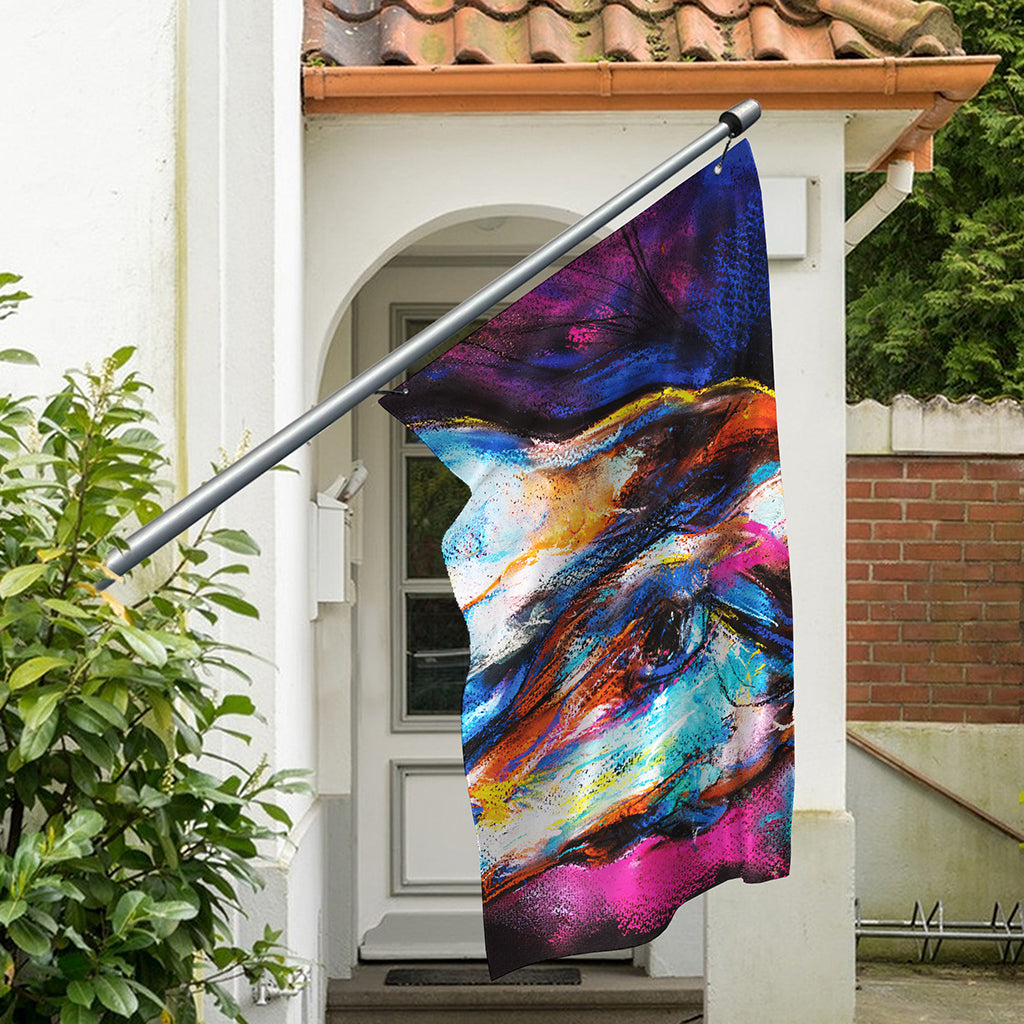 Colorful Horse Painting Print Polyester Flag