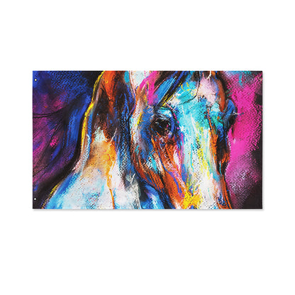 Colorful Horse Painting Print Polyester Flag