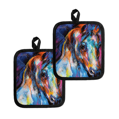 Colorful Horse Painting Print Pot Holders