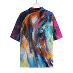 Colorful Horse Painting Print Rayon Hawaiian Shirt