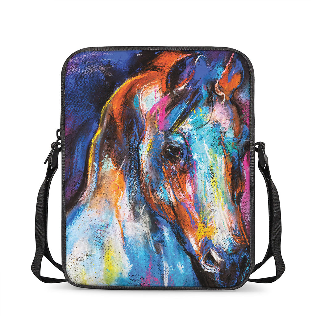 Colorful Horse Painting Print Rectangular Crossbody Bag