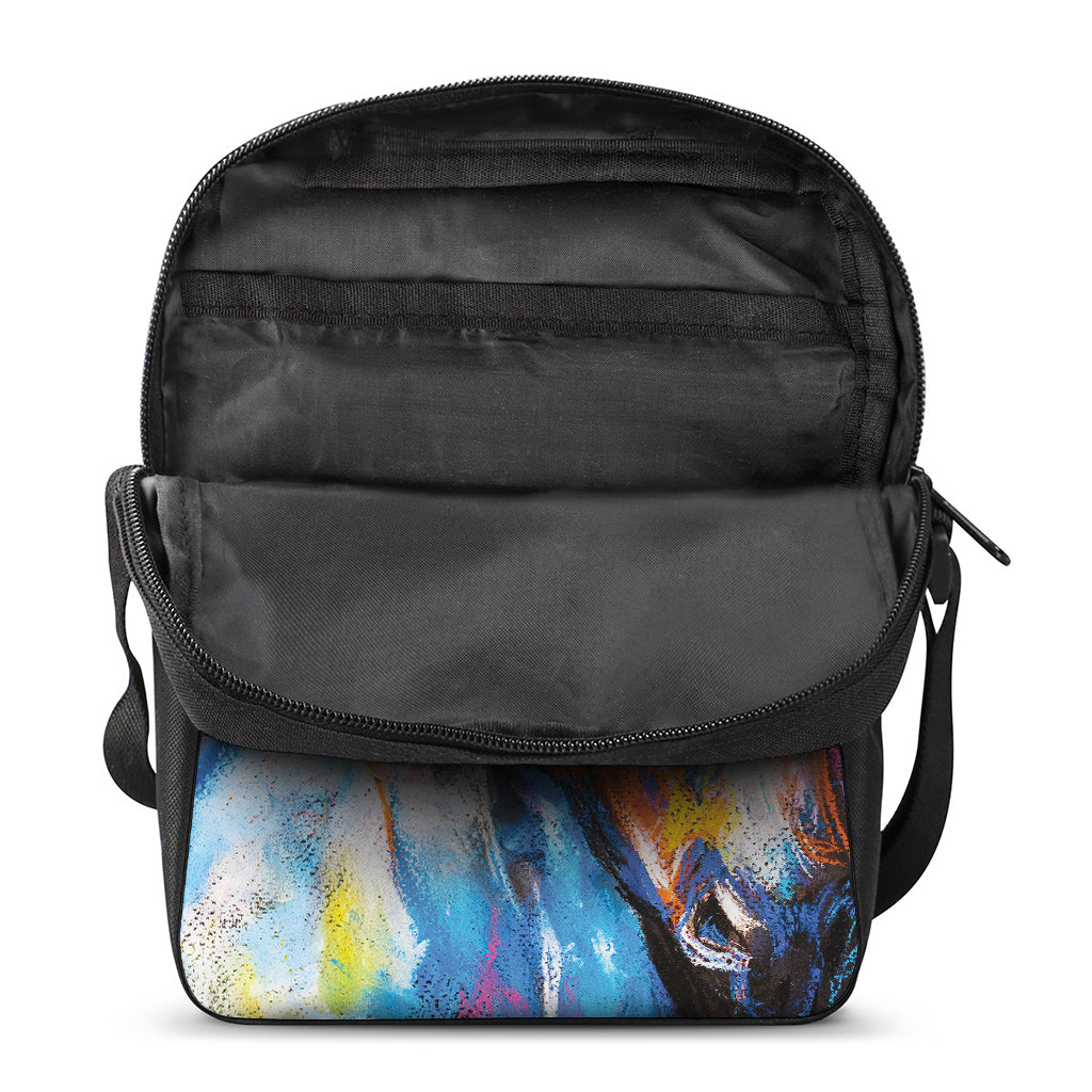 Colorful Horse Painting Print Rectangular Crossbody Bag