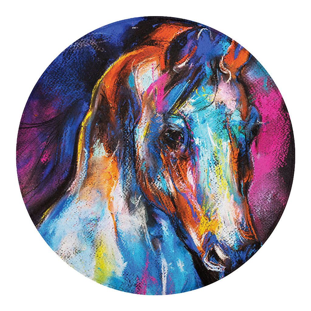 Colorful Horse Painting Print Round Blanket