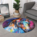 Colorful Horse Painting Print Round Rug