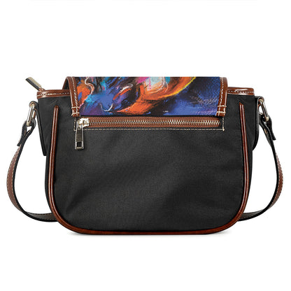 Colorful Horse Painting Print Saddle Bag