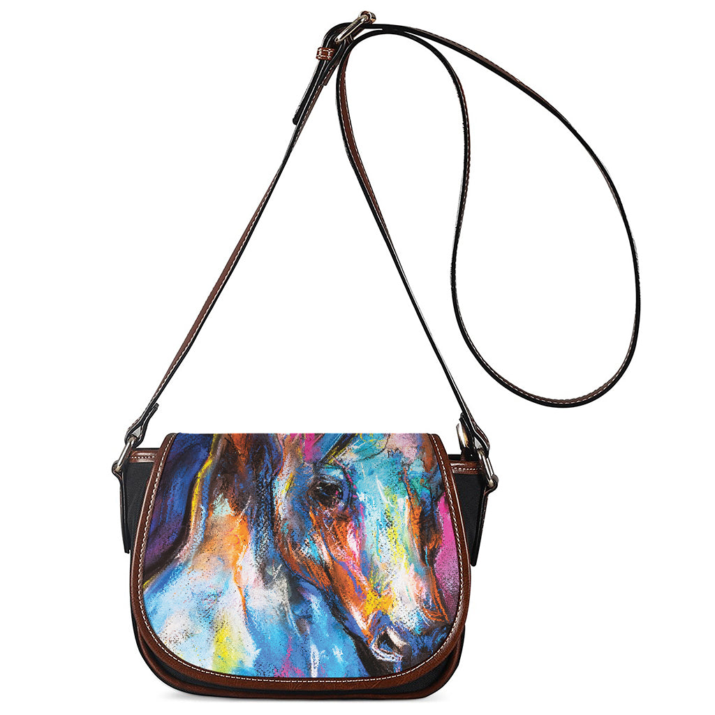 Colorful Horse Painting Print Saddle Bag