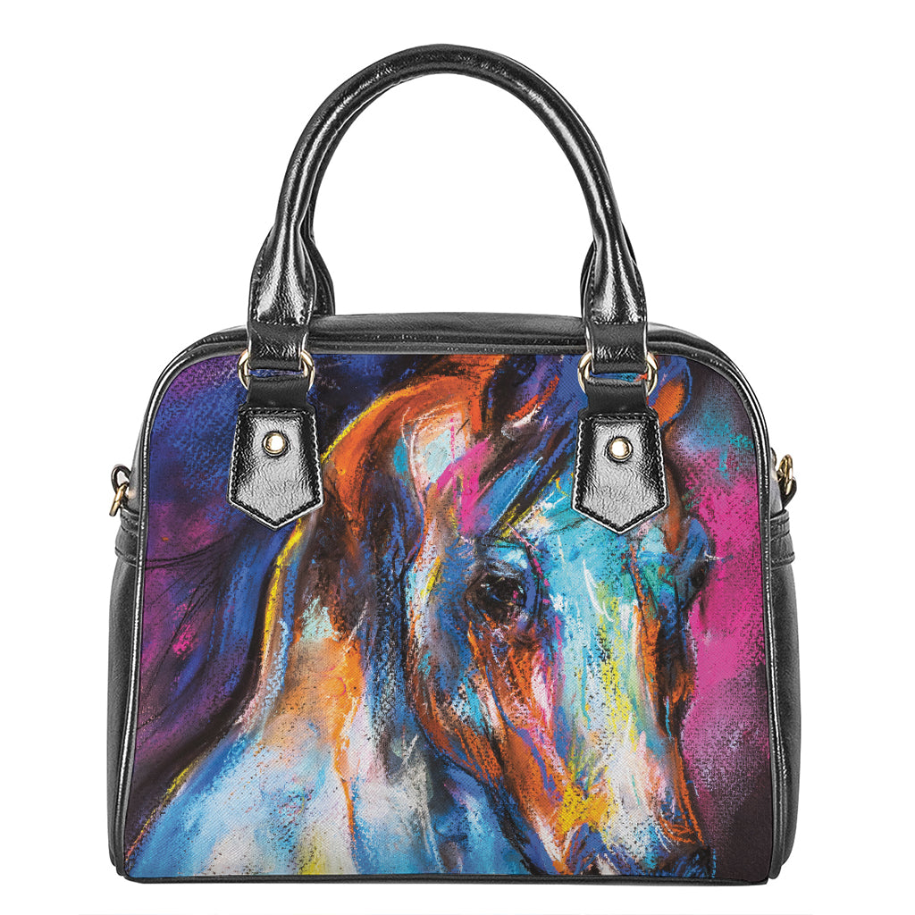 Colorful Horse Painting Print Shoulder Handbag