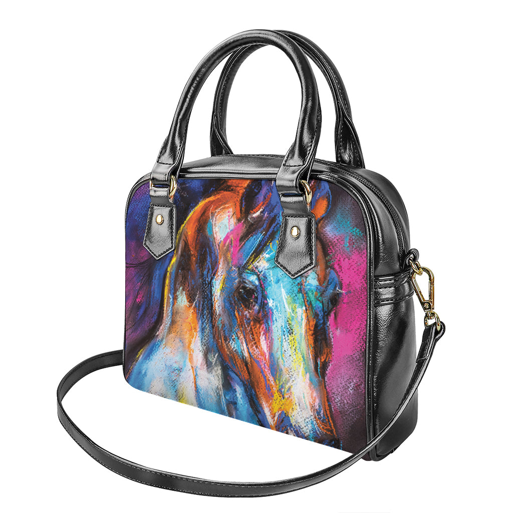 Colorful Horse Painting Print Shoulder Handbag