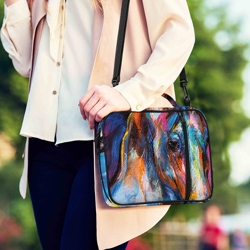 Colorful Horse Painting Print Shoulder Strap Bible Bag