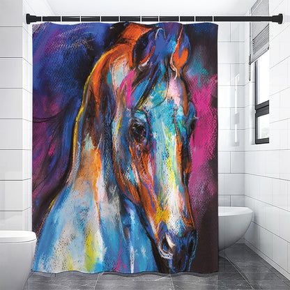 Colorful Horse Painting Print Shower Curtain