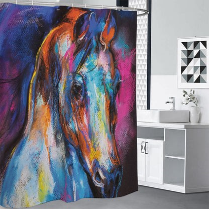 Colorful Horse Painting Print Shower Curtain
