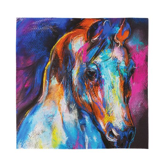Colorful Horse Painting Print Silk Bandana