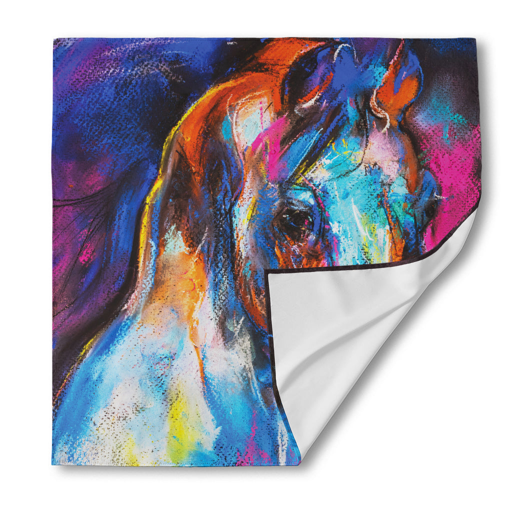 Colorful Horse Painting Print Silk Bandana