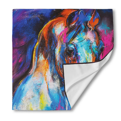 Colorful Horse Painting Print Silk Bandana