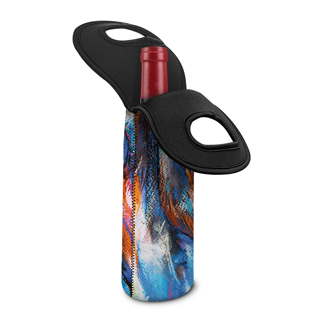 Colorful Horse Painting Print Single Neoprene Wine Tote
