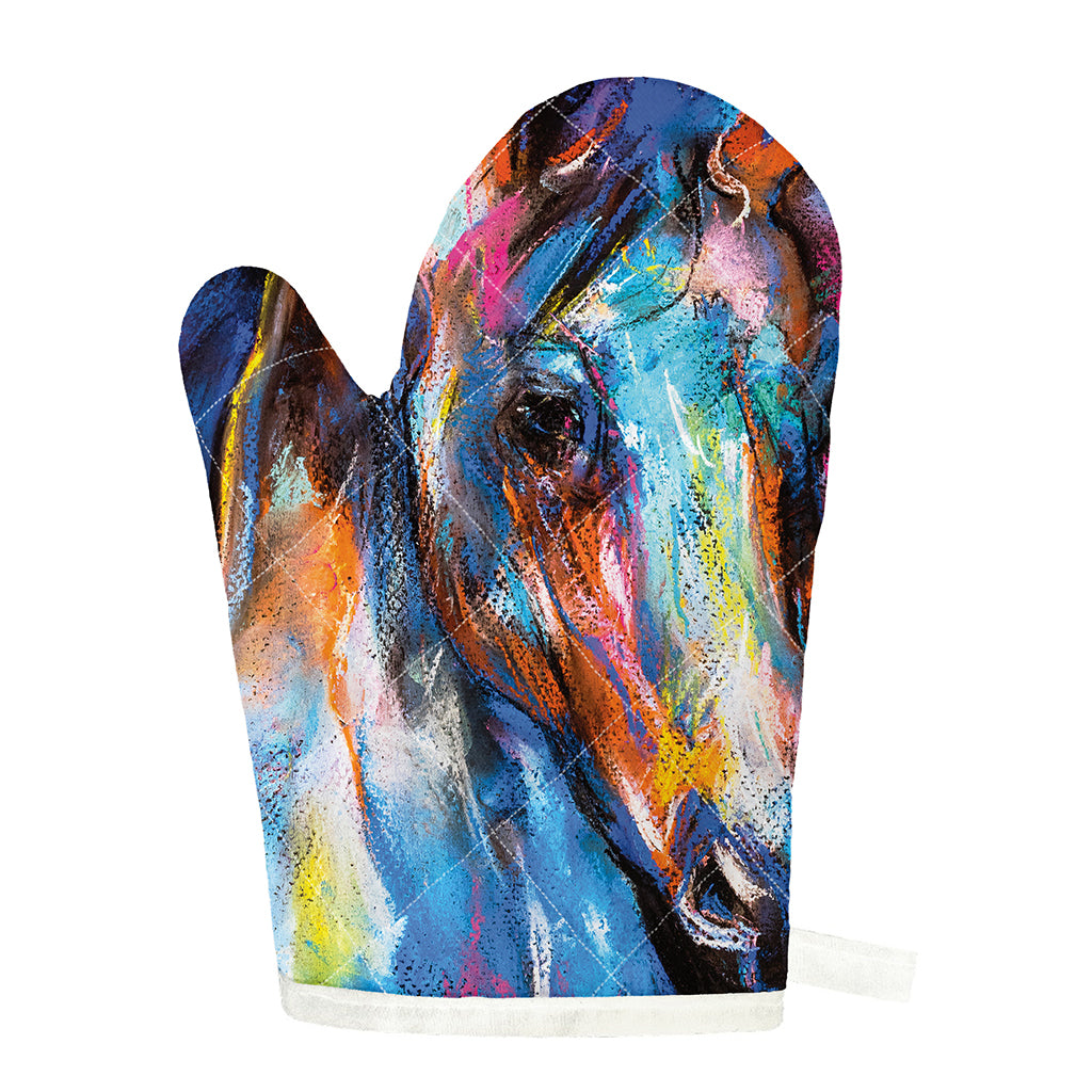 Colorful Horse Painting Print Single Oven Mitt