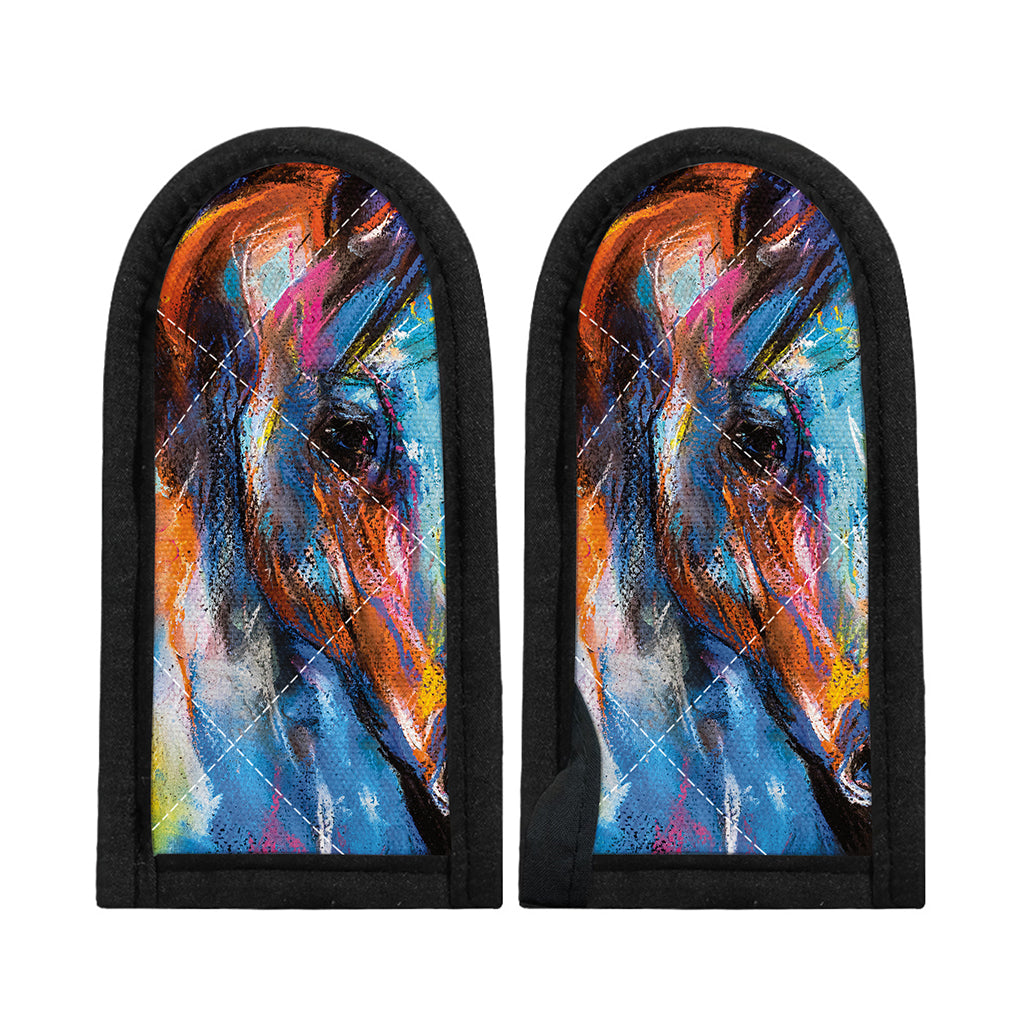 Colorful Horse Painting Print Skillet Handle Cover