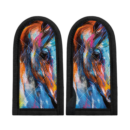 Colorful Horse Painting Print Skillet Handle Cover