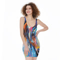 Colorful Horse Painting Print Sleeveless Bodycon Dress