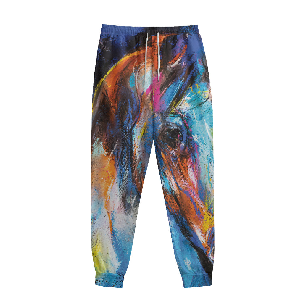 Colorful Horse Painting Print Sweatpants
