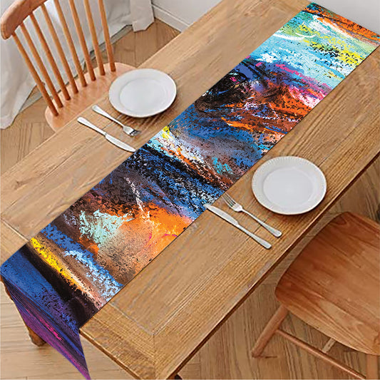 Colorful Horse Painting Print Table Runner